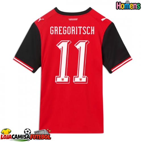 Camisa de Futebol Áustria Michael Gregoritsch #11 Equipamento Principal Mundo 2026 Manga Curta
